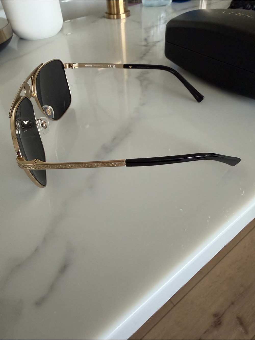 Versace Black and Gold Medusa Pilot Sunglasses - Picture 2 of 5